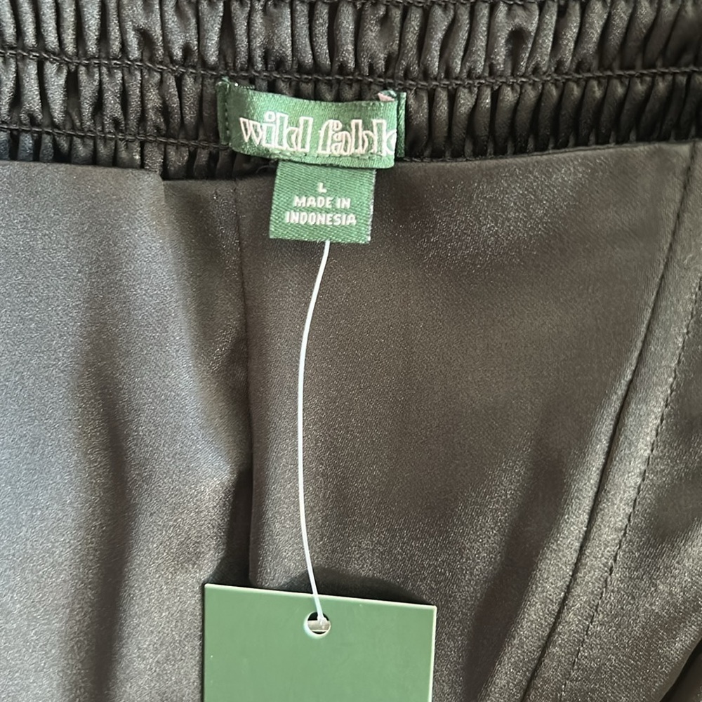 Wild Fable Black Fit & Flare Landscape satin Mini Dress large women’s new w tag - Picture 5 of 11